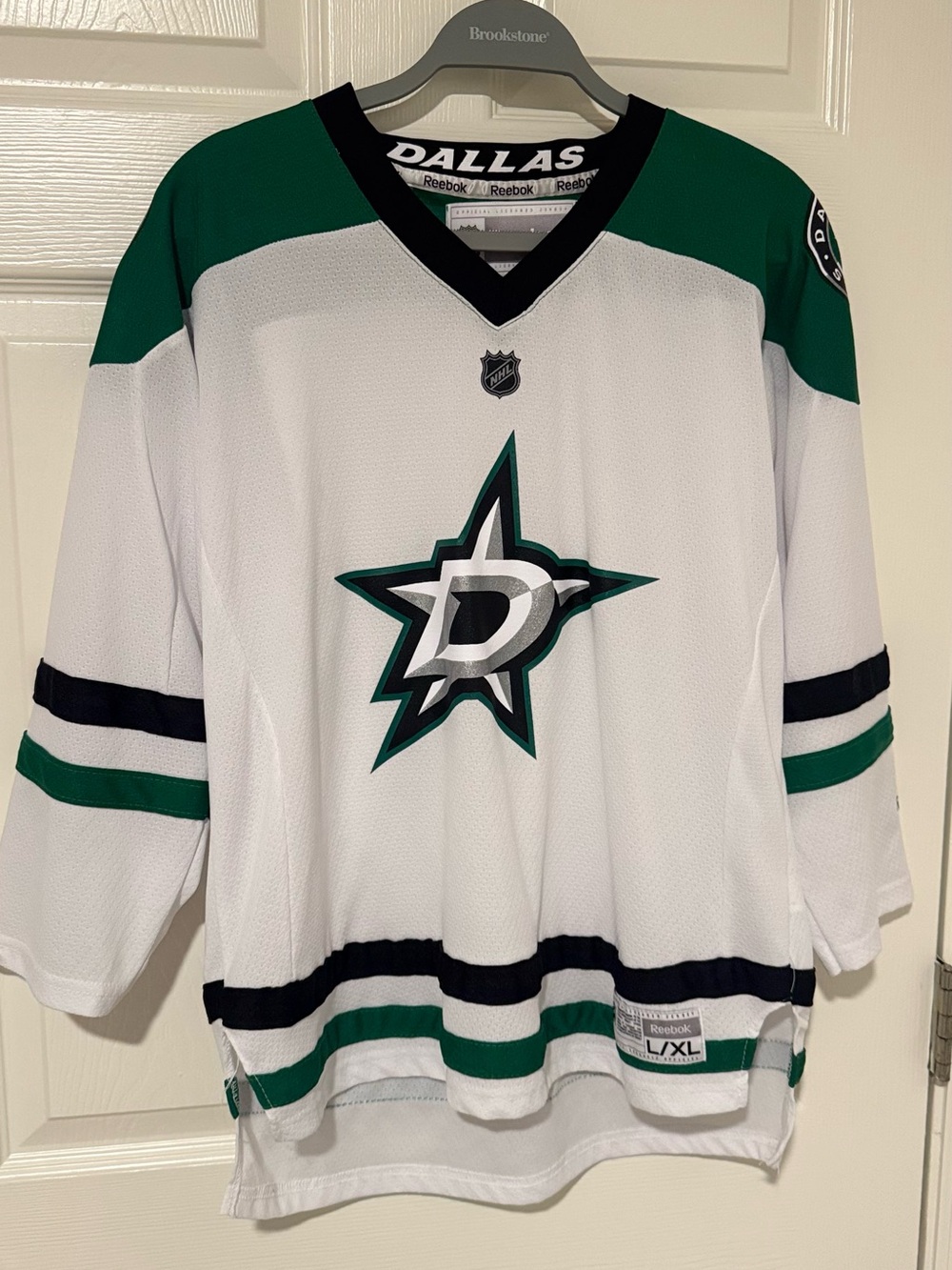 Reebok Dallas Stars Hockey Jersey - White, Green & Black